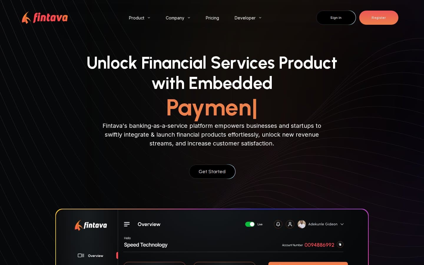 Fintava — payments infrastructure product site